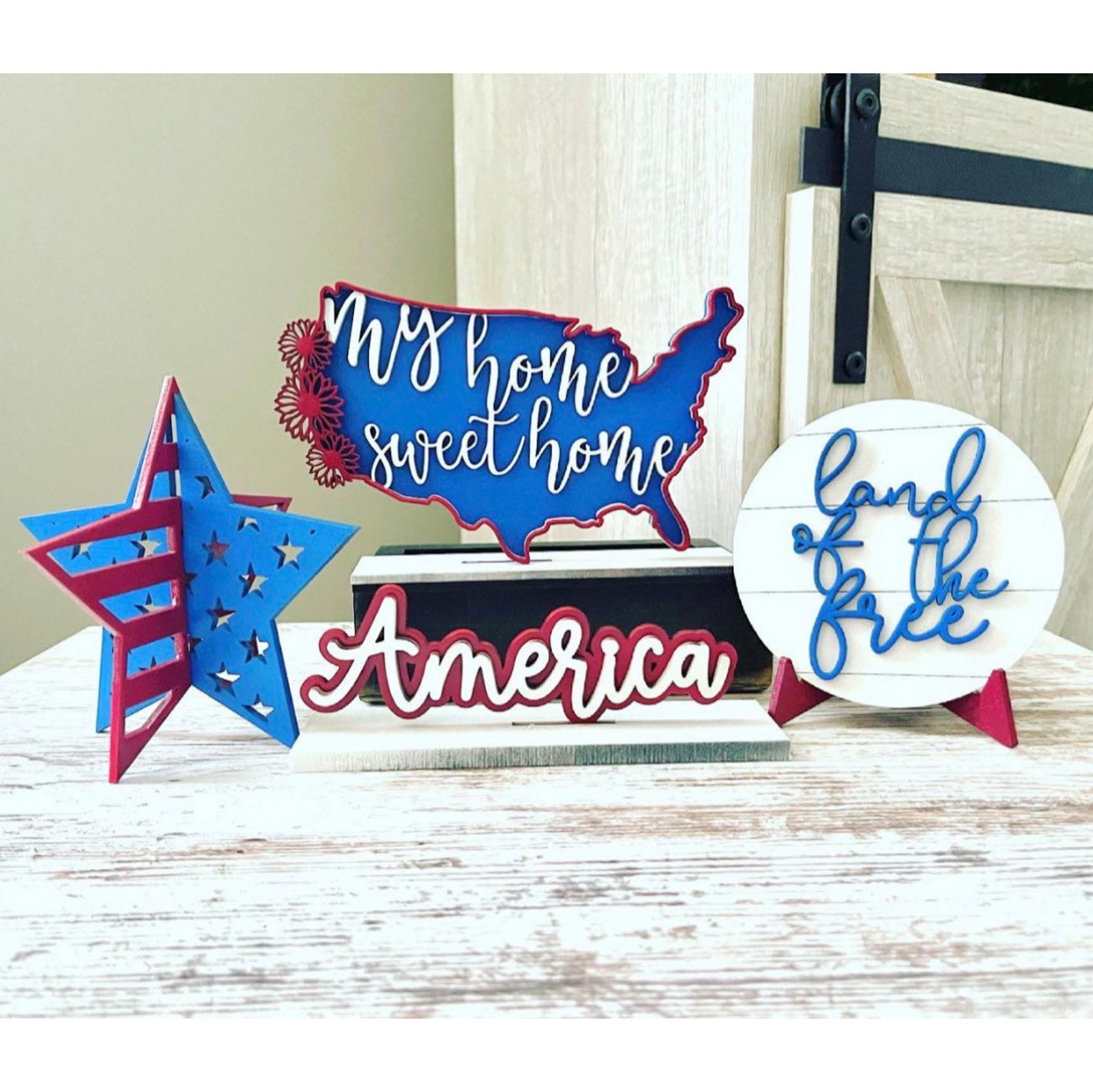 Americana Shelf Sitter Decor (Set of 4)- Glowforge