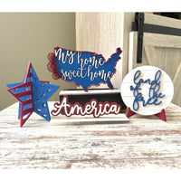 Americana Shelf Sitter Decor (Set of 4)- Glowforge