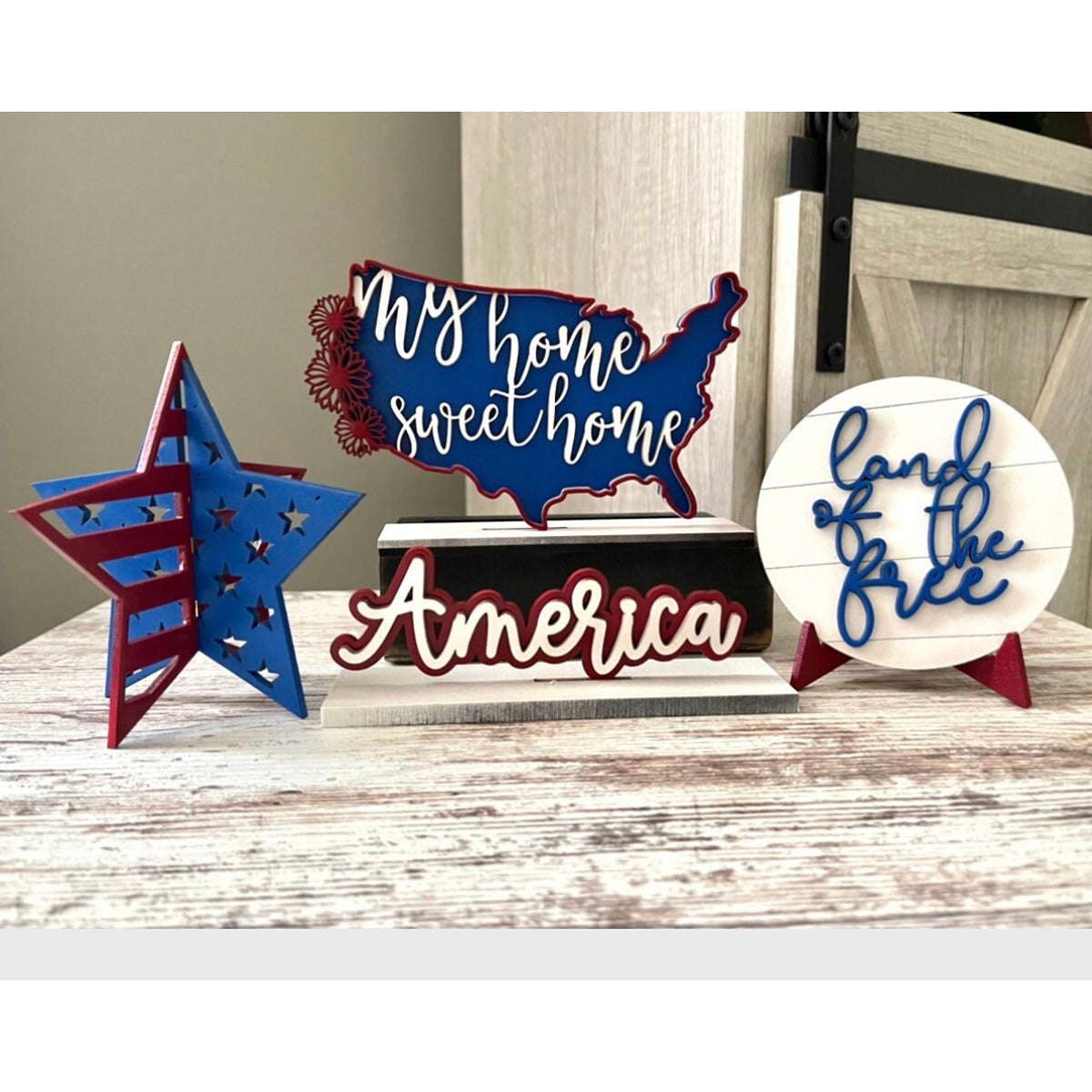 Americana Shelf Sitter Decor (Set of 4)- Glowforge