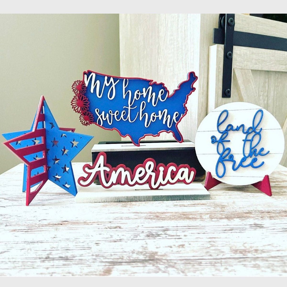 Americana Shelf Sitter Decor (Set of 4)- Glowforge