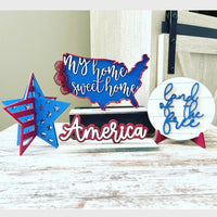 Americana Shelf Sitter Decor (Set of 4)- Glowforge