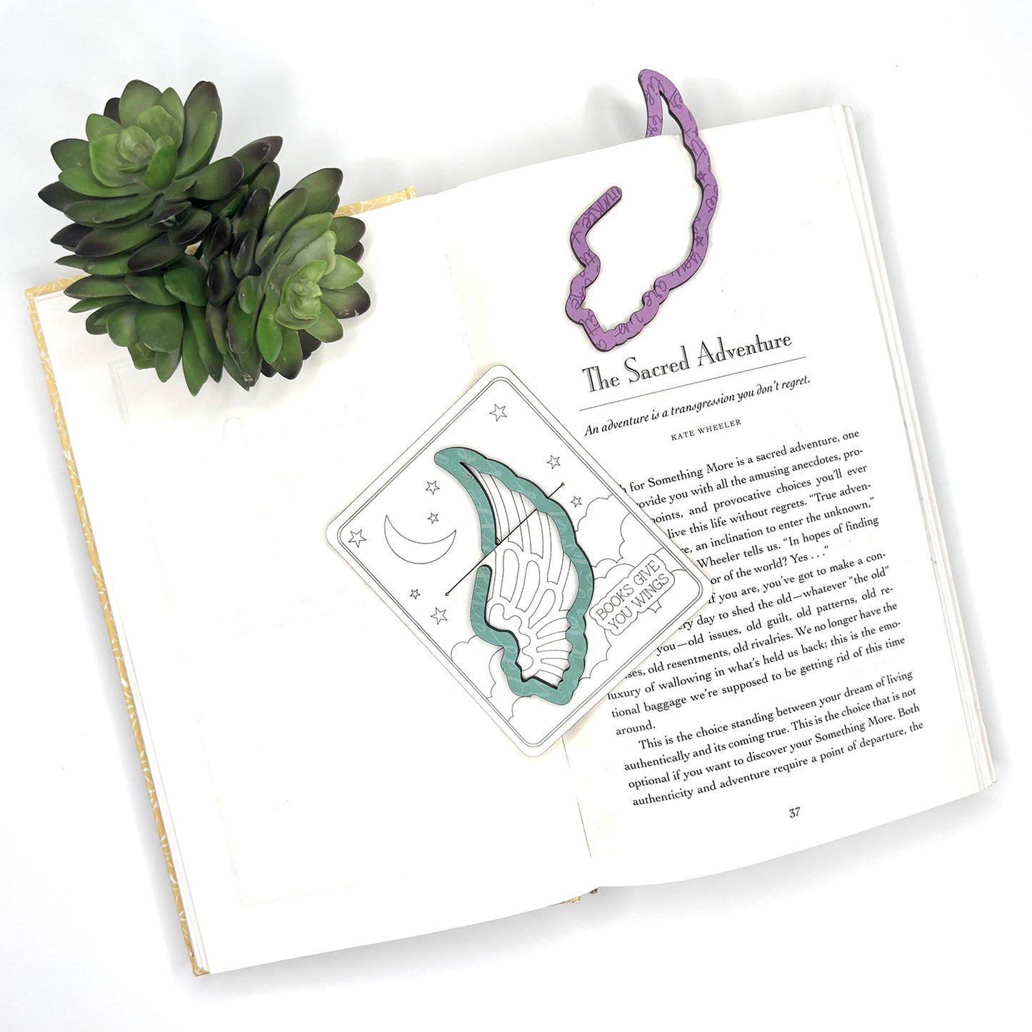 Angel Wing Shaped Bookmark with Card Backer - Paperclip - Snack Bag Closure - Glowforge