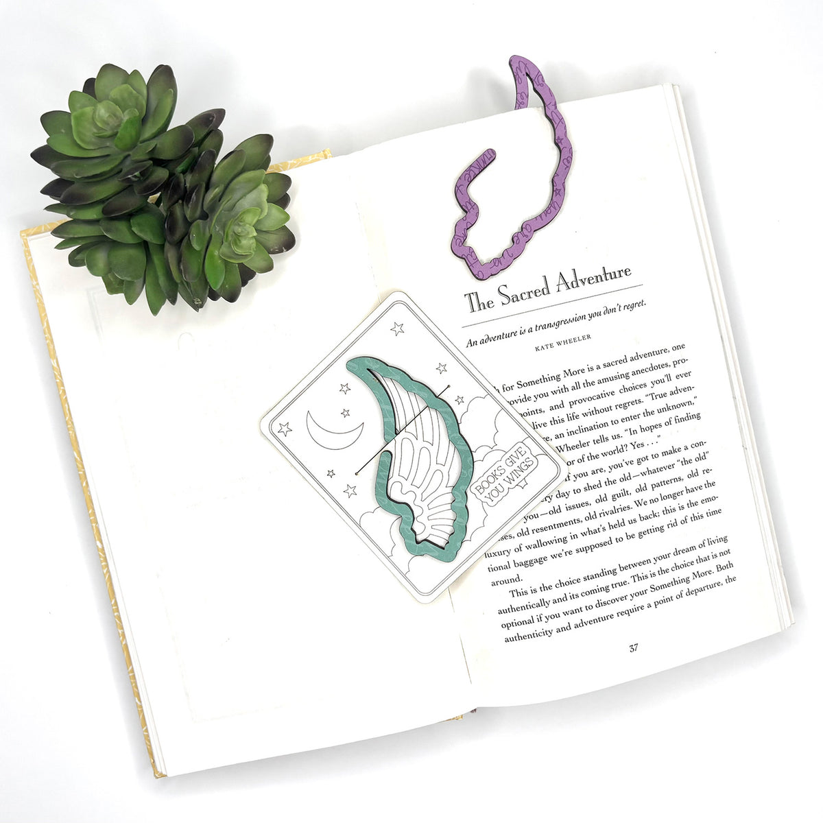 Angel Wing Shaped Bookmark with Card Backer - Paperclip - Snack Bag Closure - Glowforge