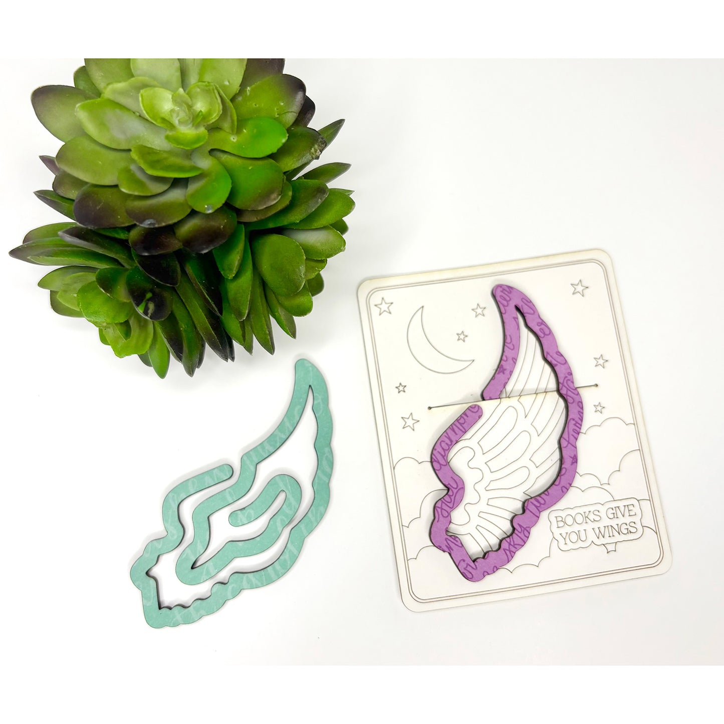 Angel Wing Shaped Bookmark with Card Backer - Paperclip - Snack Bag Closure - Glowforge