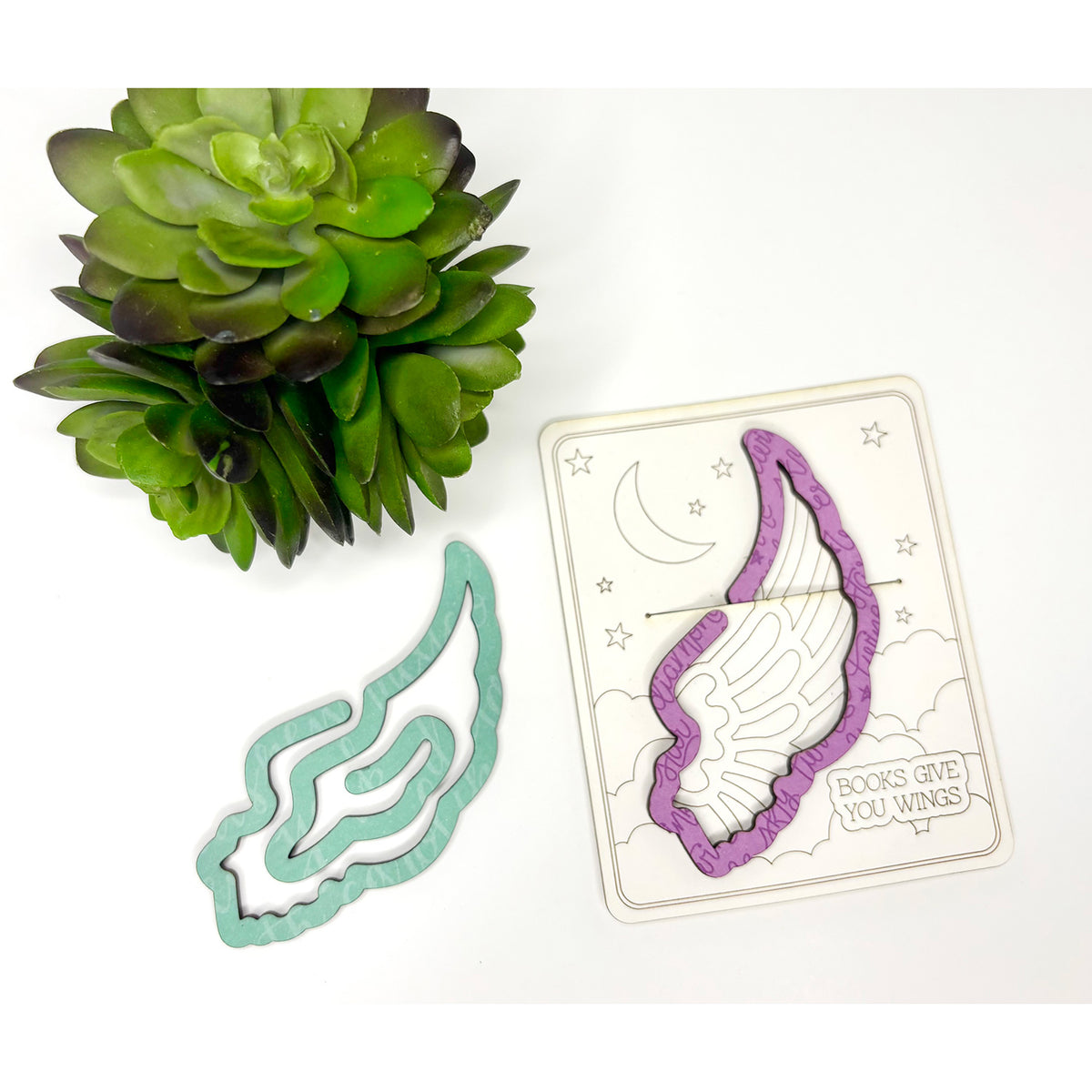 Angel Wing Shaped Bookmark with Card Backer - Paperclip - Snack Bag Closure - Glowforge