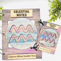 Aquarius Celestial Notes Notebook Cover - Editable Text (Set of 2) - Glowforge