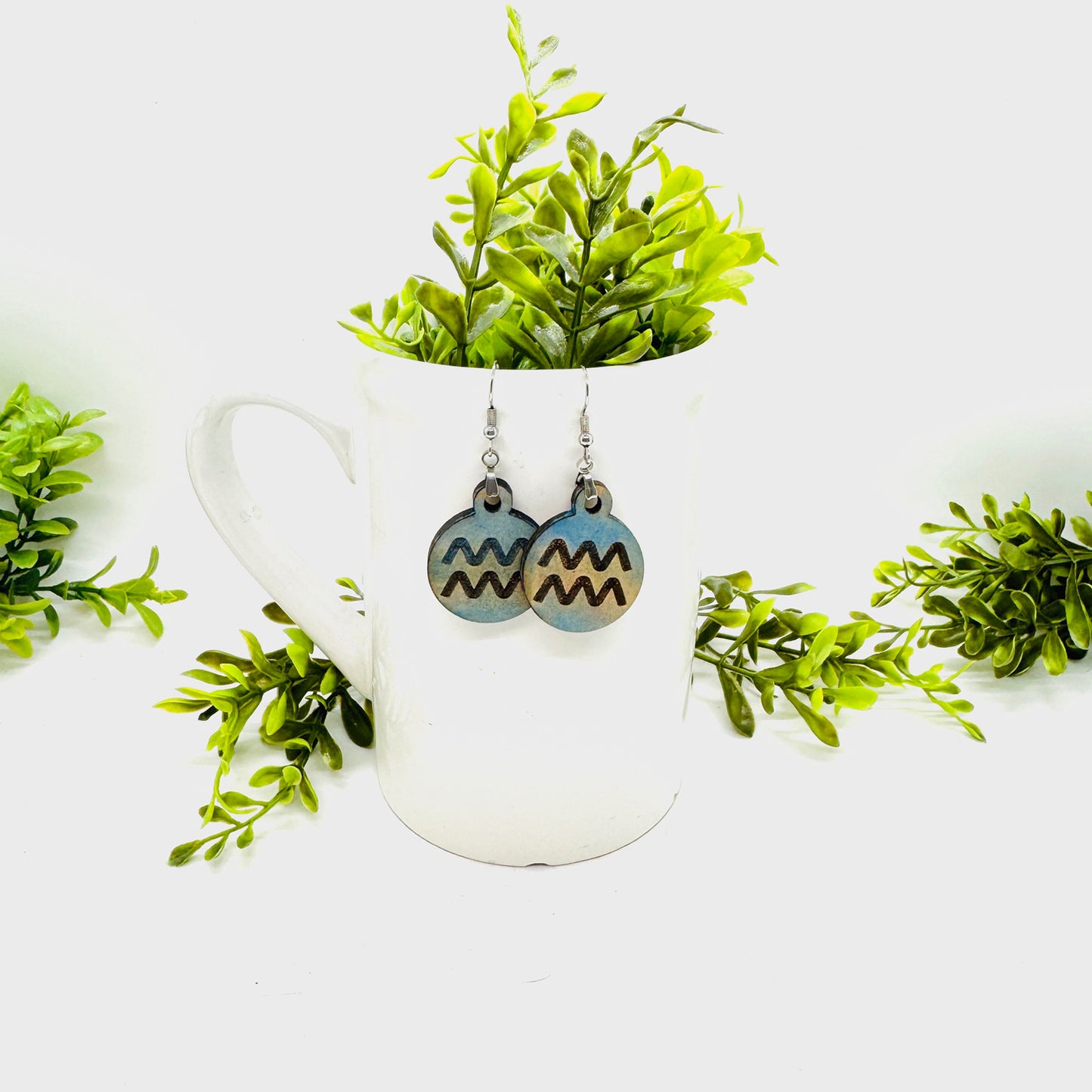 Aquarius Zodiac Astrology Dangle Earrings - Glowforge