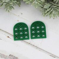 Arch Earrings with Shamrock Rattan Pattern - St. Patrick's Day Earrings - Glowforge