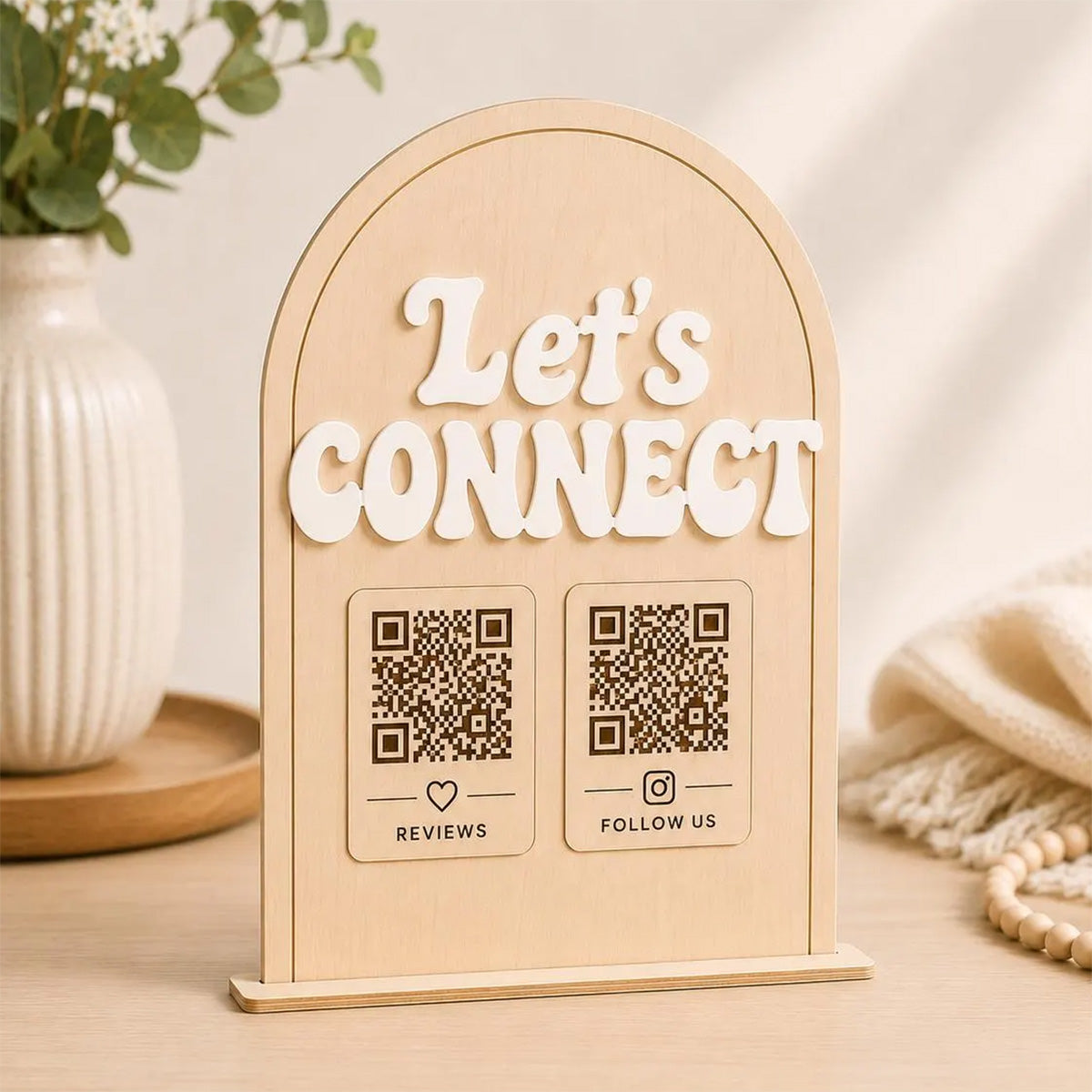 Arched QR Code Sign - Let's Connect - Glowforge