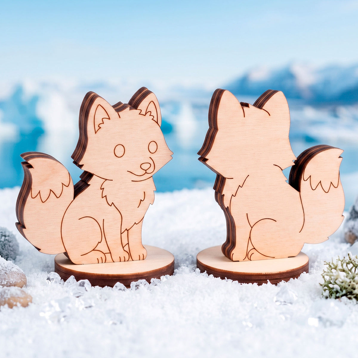 Arctic Fox Dollhouse Toy - Polar Animal Figure for Play & Painting - Glowforge