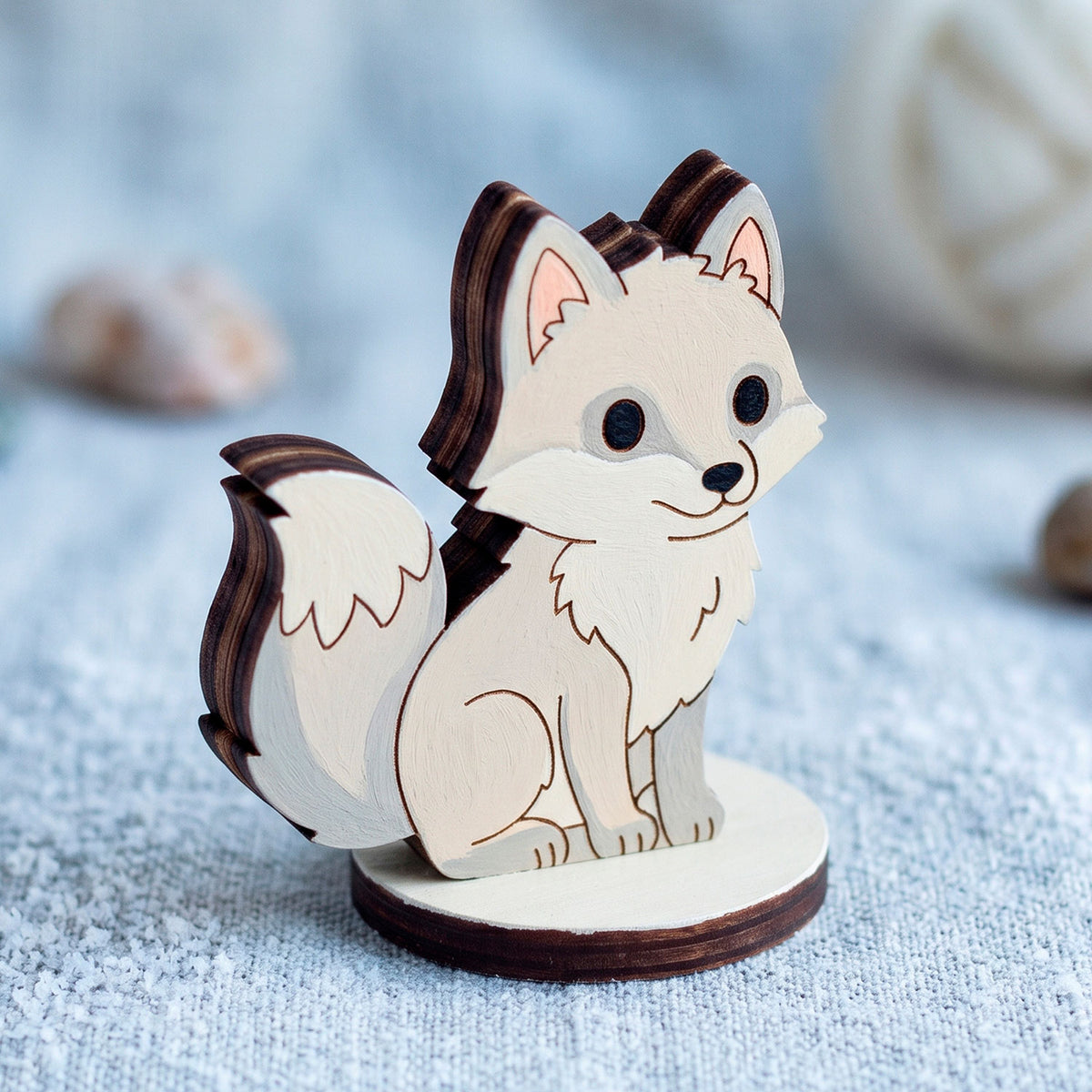 Arctic Fox Dollhouse Toy - Polar Animal Figure for Play & Painting - Glowforge