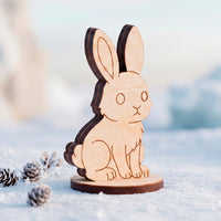 Arctic Hare Toy - Wooden Polar Rabbit Figure for Crafts & Painting  - Glowforge