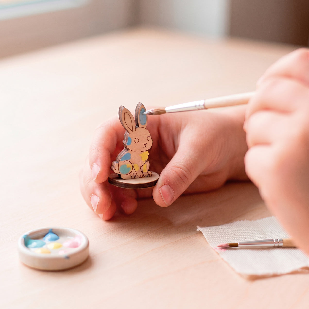 Arctic Hare Toy - Wooden Polar Rabbit Figure for Crafts & Painting  - Glowforge