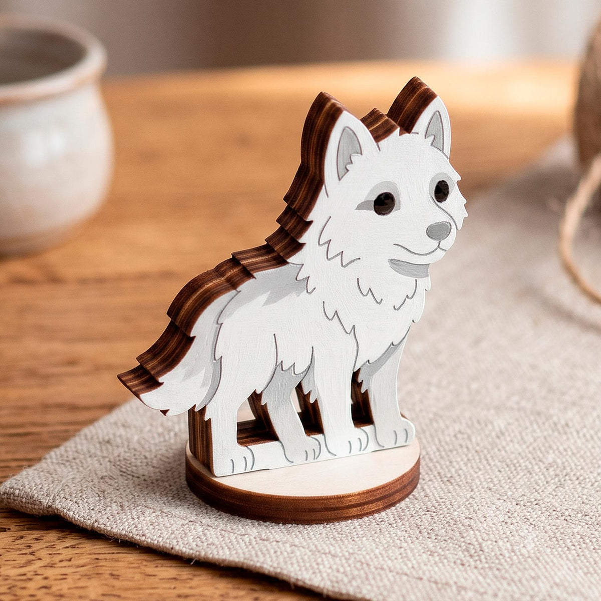 Arctic Wolf Toy - Winter Wildlife Figure for Play & Painting - Glowforge