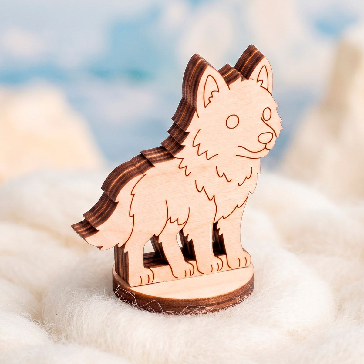Arctic Wolf Toy - Winter Wildlife Figure for Play & Painting - Glowforge