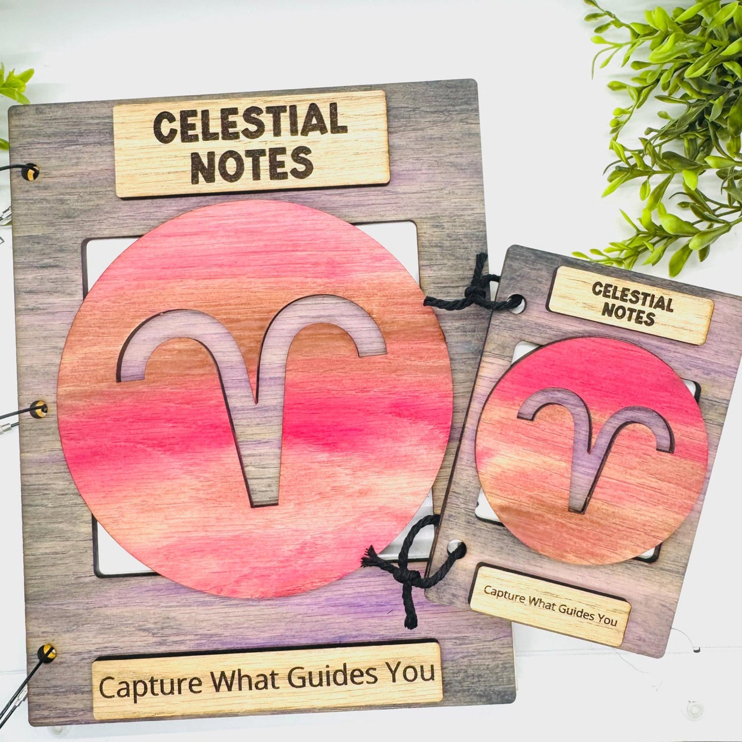 Aries Celestial Notes Notebook Cover - Editable Text (Set of 2) - Glowforge