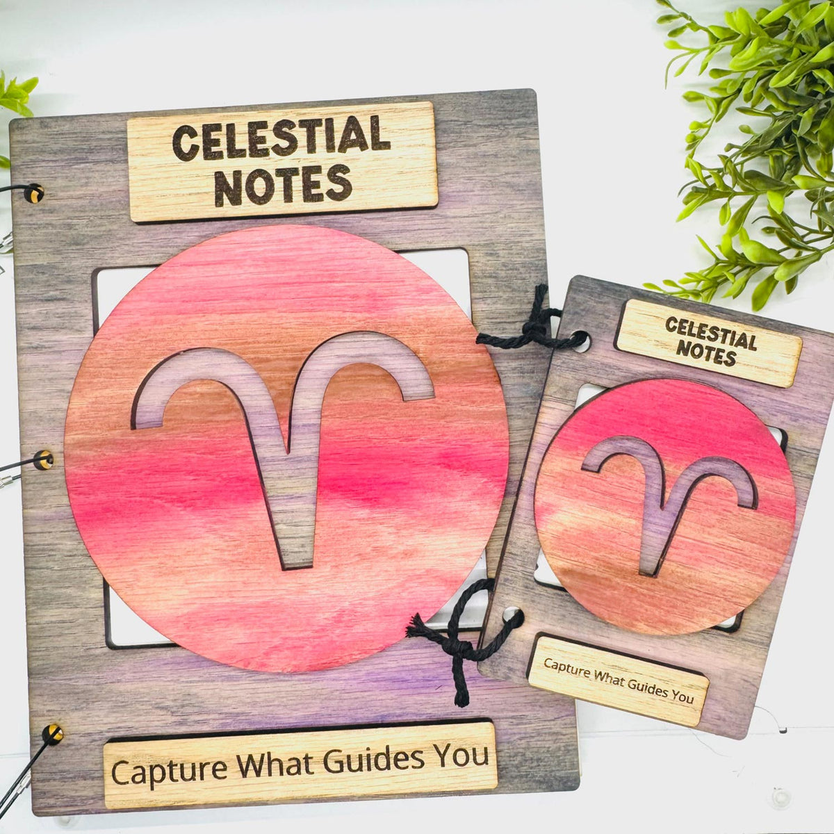 Aries Celestial Notes Notebook Cover - Editable Text (Set of 2) - Glowforge