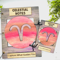 Aries Celestial Notes Notebook Cover - Editable Text (Set of 2) - Glowforge