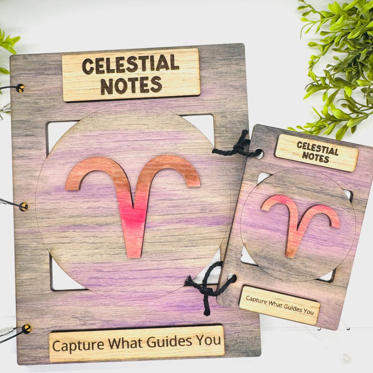 Aries Celestial Notes Notebook Cover - Editable Text (Set of 2) - Glowforge