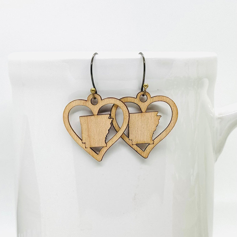 Arkansas in a Heart Earrings - Glowforge