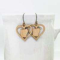 Arkansas in a Heart Earrings - Glowforge