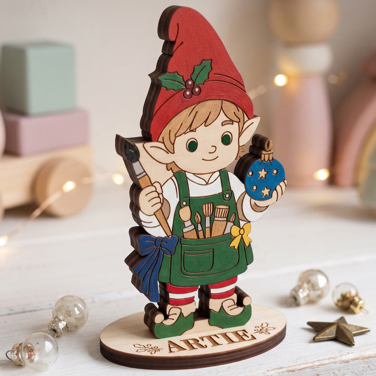 Artie Christmas Decorator - Festive Elf Figure for Play & Painting - Glowforge