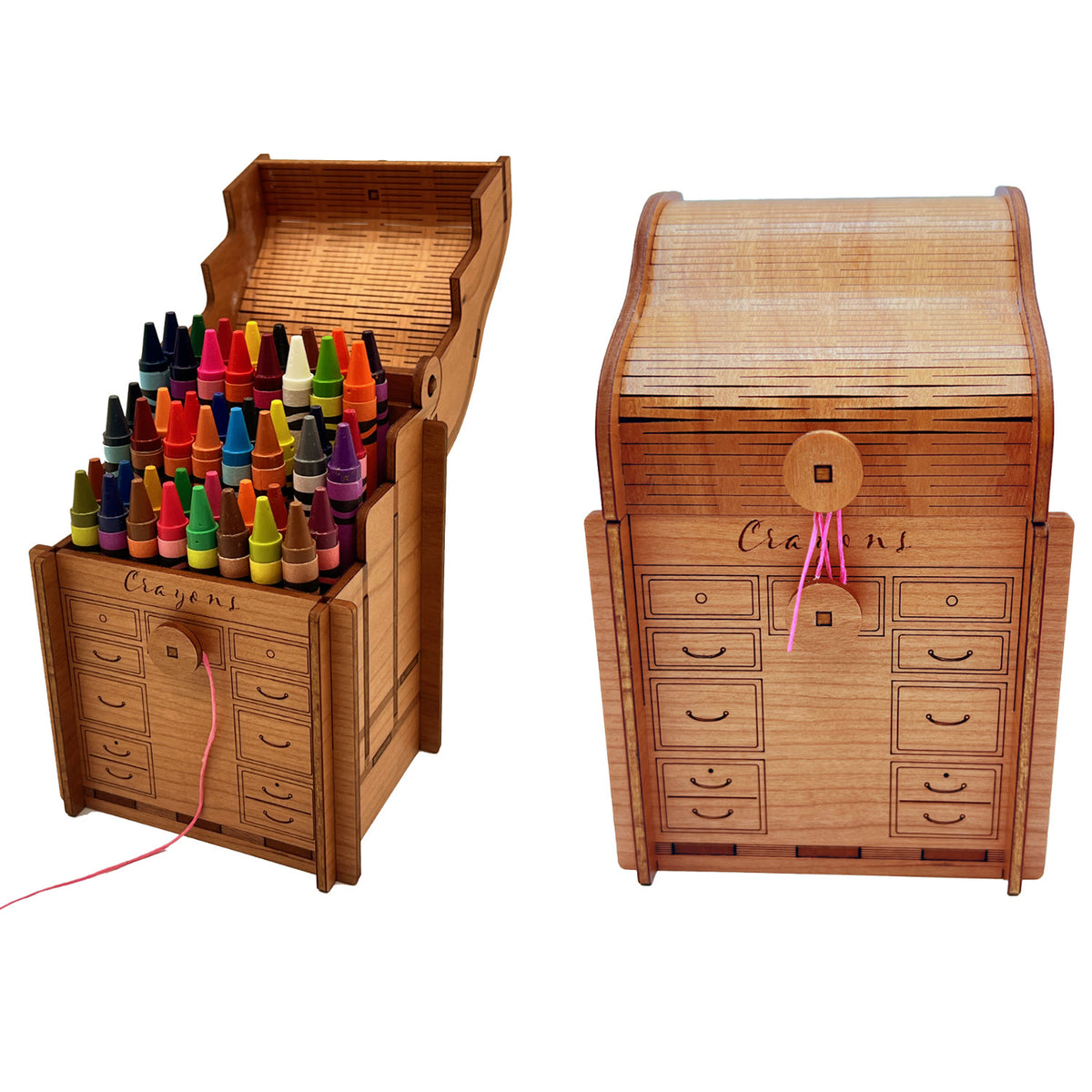 Artisan’s Roll Top Desk Crayon Caddy with Sharpener - Holds 48 Crayons ...