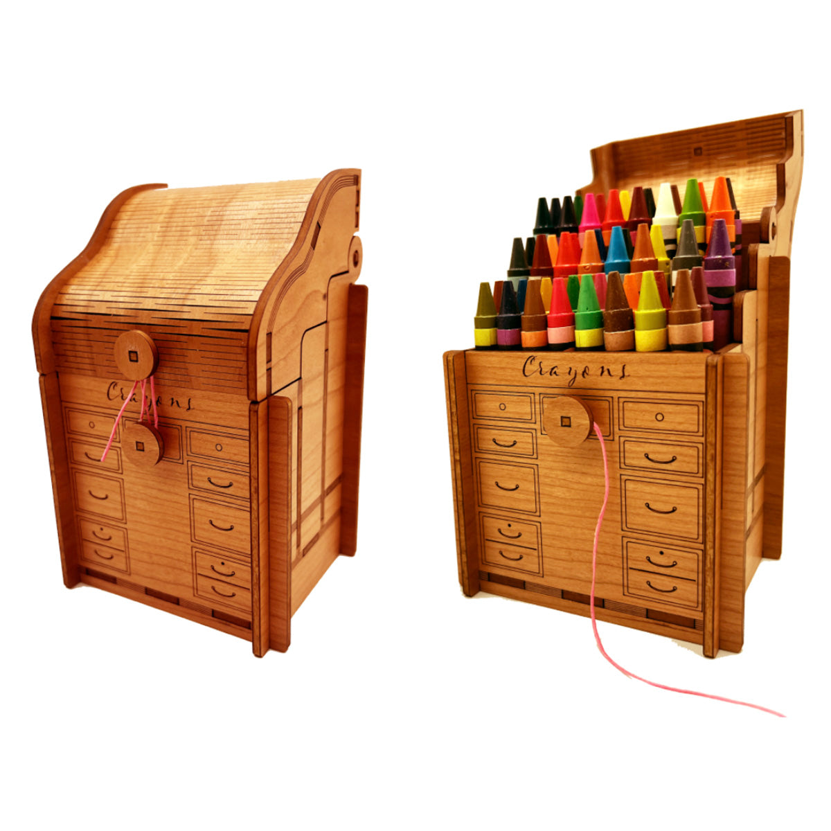 Artisan’s Roll Top Desk Crayon Caddy with Sharpener - Holds 48 Crayons ...