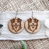 Australian Shepherd Engraved Disc Earrings - Glowforge
