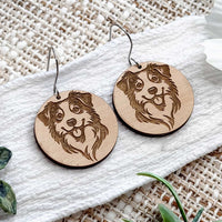 Australian Shepherd Engraved Disc Earrings - Glowforge