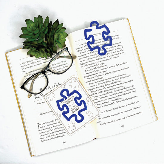 Autism Puzzle Shaped Bookmark with Card Backer - Paperclip - Snack Bag ...