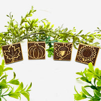 Autumn Wood Block Print Style Stamp (Set of 4) + Storage Box - Glowforge