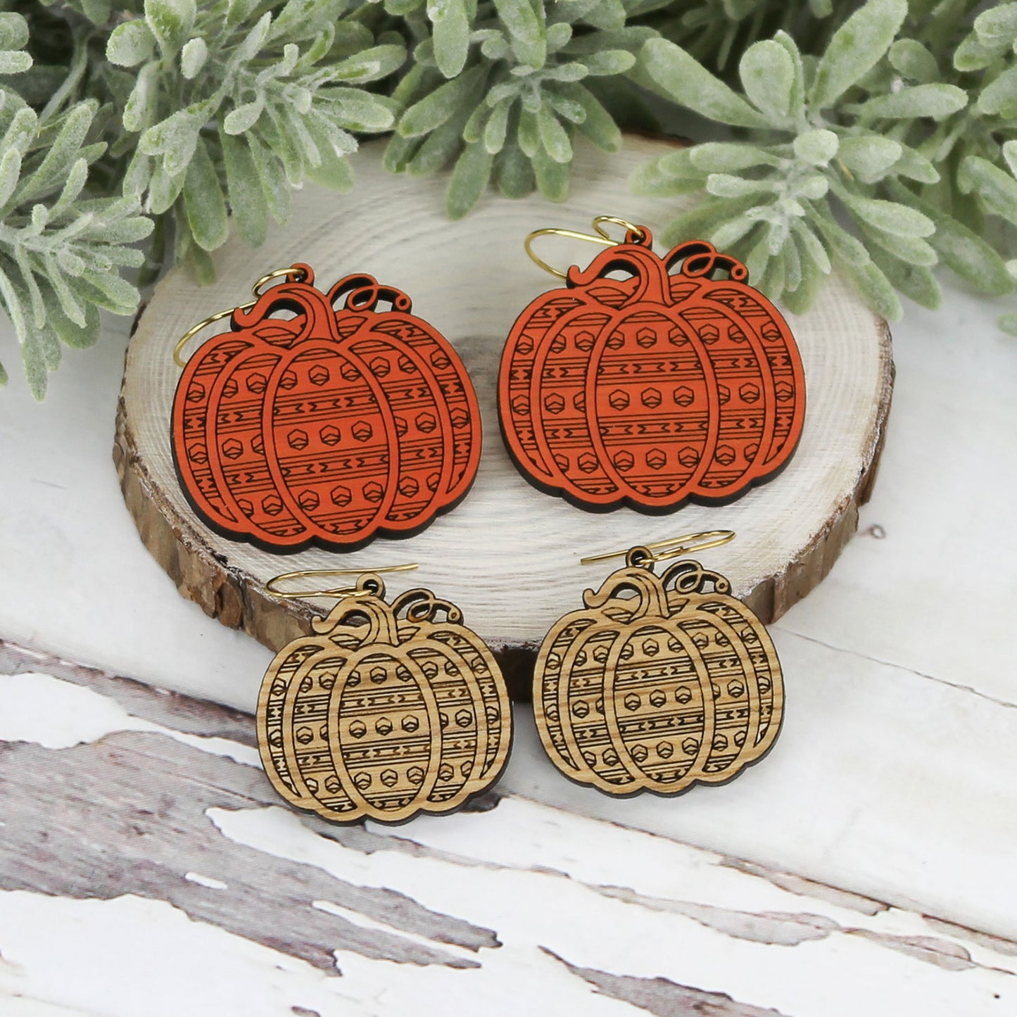 Aztec-Inspired Pumpkin Earrings - Fall Earrings (Set of 2 Sizes) - Glowforge