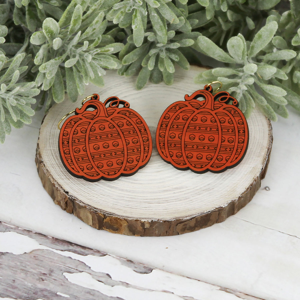 Aztec-Inspired Pumpkin Earrings - Fall Earrings (Set of 2 Sizes) - Glowforge