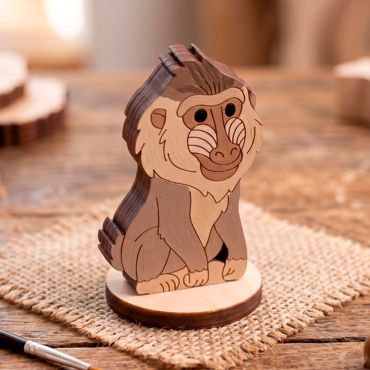 Baboon Toy - Safari Monkey Figure for Kids’ Play & Painting - Glowforge