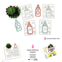 Baby Bottle Shaped Bookmark with Card Backer - Paperclip - Snack Bag Closure - Glowforge