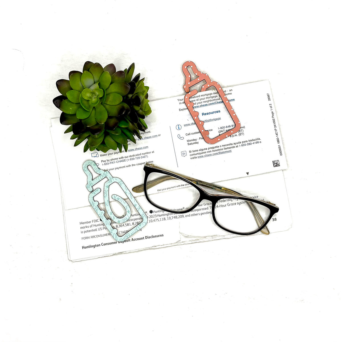 Baby Bottle Shaped Bookmark with Card Backer - Paperclip - Snack Bag Closure - Glowforge