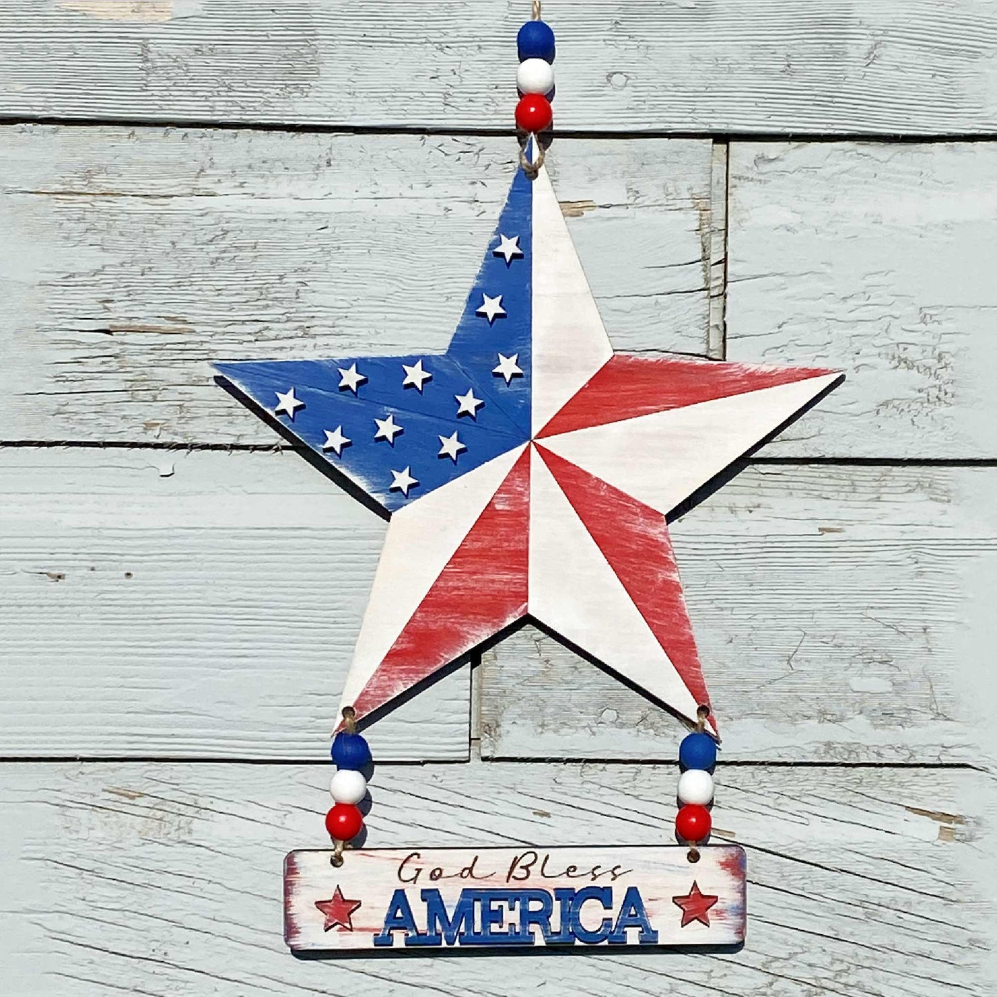 Barn Star 4th of July Patriotic Door Sign  - Glowforge