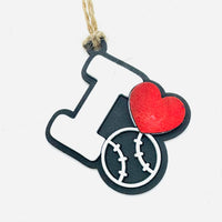 Baseball I Love Sports Car Charm - Team Spirit Hanging Ornament - Glowforge