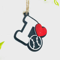 Baseball I Love Sports Car Charm - Team Spirit Hanging Ornament - Glowforge