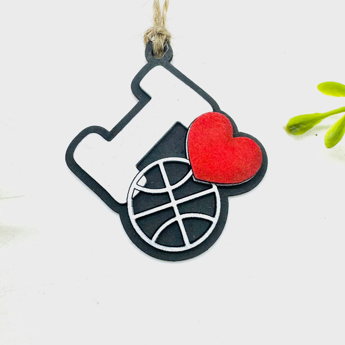 Basketball I Love Sports Car Charm - Team Spirit Hanging Ornament - Glowforge