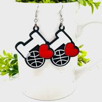 Basketball I Love Sports Earrings - Team Spirit Game Day Jewelry - Glowforge