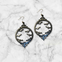 Bat Picture Frame Halloween Earrings - Glowforge