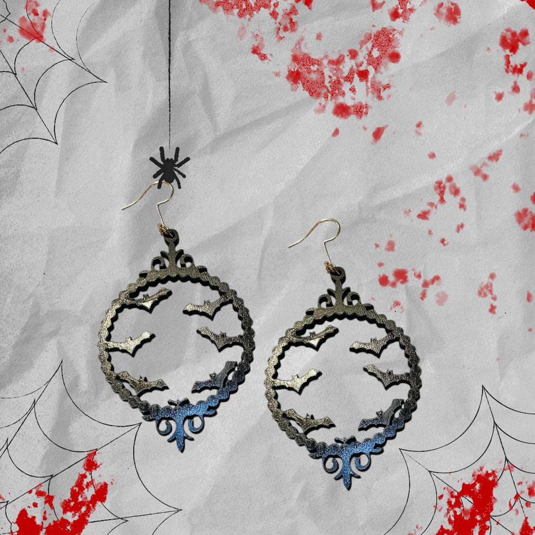 Bat Picture Frame Halloween Earrings - Glowforge