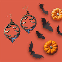 Bat Picture Frame Halloween Earrings - Glowforge