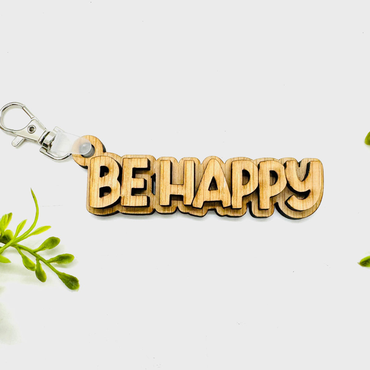Be Happy 2-Layered Keychain Car Charm Ornament Bag Tag - Glowforge