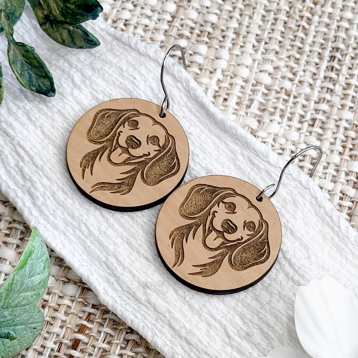 Beagle Engraved Disc Earrings - Glowforge