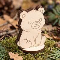 Bear Dollhouse Figurine - Wooden Woodland Animal for Small World Play - Glowforge