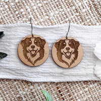 Bernese Mountain Dog Engraved Disc Earrings - Glowforge