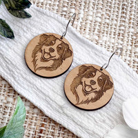 Bernese Mountain Dog Engraved Disc Earrings - Glowforge